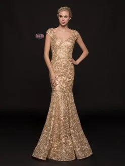 Marsoni By Colors M212 Metallic Lace Mermaid Gown