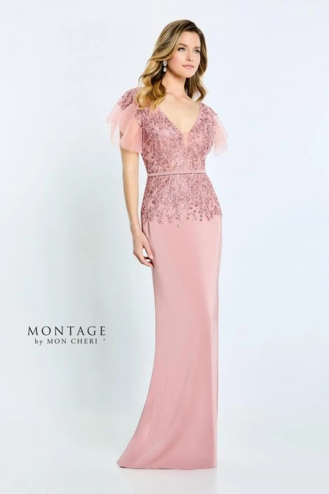 Montage By Mon Cheri Montage M512 Gown With Removable Flutter Sleeves 3 Montage By Mon Cheri Montage M512 Gown With Removable Flutter Sleeves