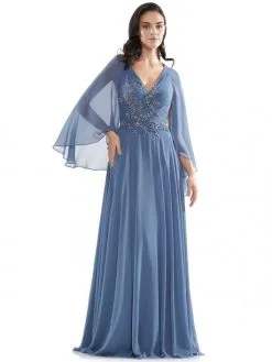 Size 12 Charcoal Marsoni By Colors MV1094 Mothers Gown With Cape