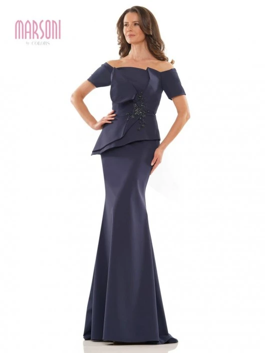 Marsoni By Colors MV1163 Asymmetrical Peplum Gown 3 Marsoni By Colors MV1163 Asymmetrical Peplum Gown