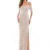 Marsoni By Colors MV1205 Off Shoulder Beaded MOB Gown