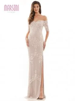 Marsoni By Colors MV1205 Off Shoulder Beaded MOB Gown