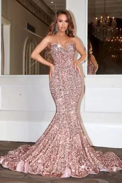 Portia & Scarlett Portia And Scarlett PS21208 Sequin Mermaid Prom Dress