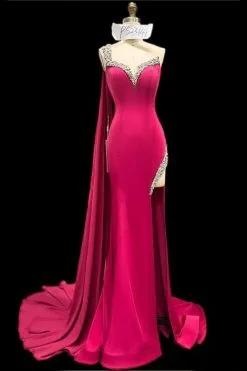 Portia & Scarlett Portia And Scarlett PS23141 One Shoulder Jeweled Prom Dress