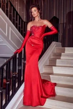 Portia & Scarlett Portia And Scarlett PS23269 Ruched Gown With Long Gloves