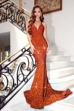 Portia & Scarlett Portia And Scarlett PS23519 Open Back Sequin Prom Dress