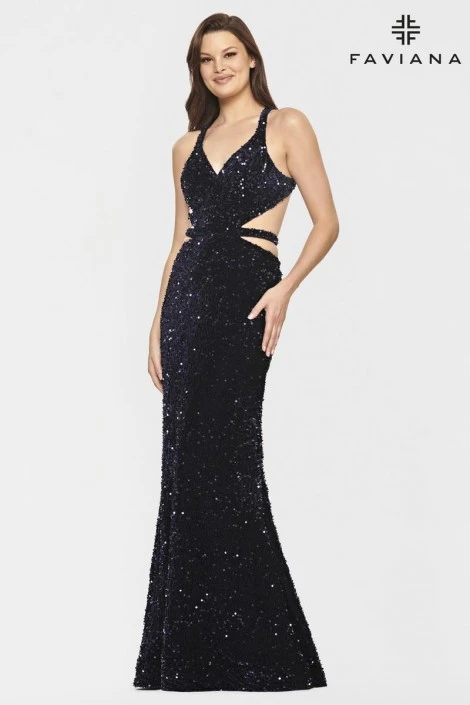 Faviana S10818 Sequin Cutout Side Prom Dress 3 Faviana S10818 Sequin Cutout Side Prom Dress