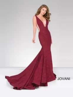 Jovani 47075 Plunging Neck Fitted Gown -Outlet Prom Dresses Store S17 JVN 47075 03 535x705