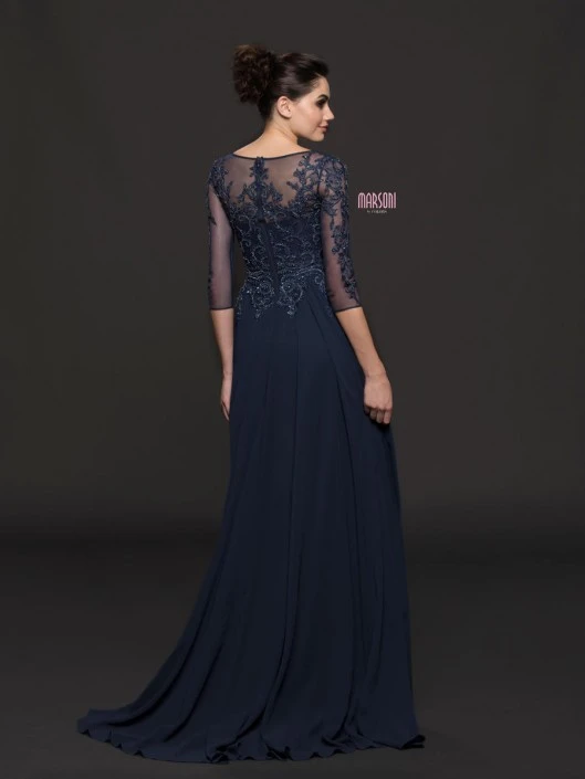 Marsoni By Colors M214 Sheer Sleeve Mother Of Bride Dress 4 Marsoni By Colors M214 Sheer Sleeve Mother Of Bride Dress - Image 2