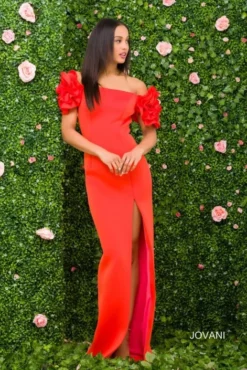 Jovani 54913 Ruffle Sleeve Off Shoulder Gown -Outlet Prom Dresses Store S18 JV 54913 03 471x705