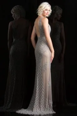 Scala 48787 Sheer Deep V Beaded Gown -Outlet Prom Dresses Store S18 SCL 48787 02 470x705