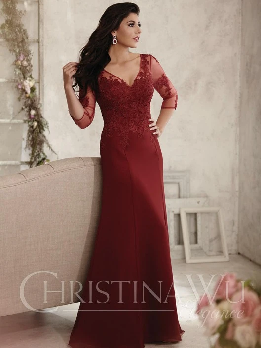 Christina Wu Elegance 17754 Sheer Sleeve Mother Of The Bride Dress 6 Christina Wu Elegance 17754 Sheer Sleeve Mother Of The Bride Dress - Image 4