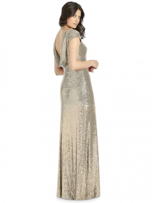Dessy 3043 Cowl Back Sequin Bridesmaid Dress 4 Dessy 3043 Cowl Back Sequin Bridesmaid Dress - Image 2