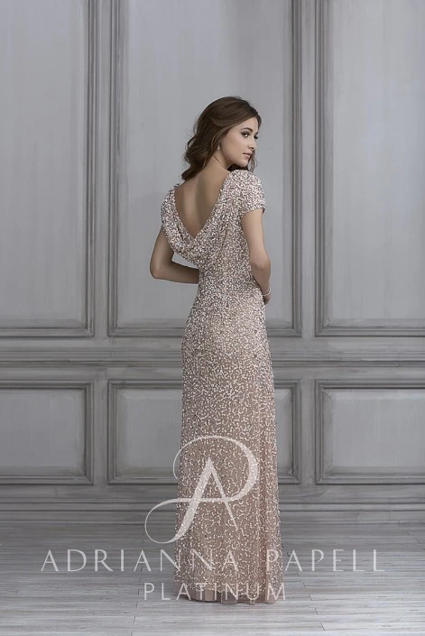 Adrianna Papell Platinum Adrianna Papell 40104 Cowl Back Sequin Bridesmaid Dress 4 Adrianna Papell Platinum Adrianna Papell 40104 Cowl Back Sequin Bridesmaid Dress - Image 2
