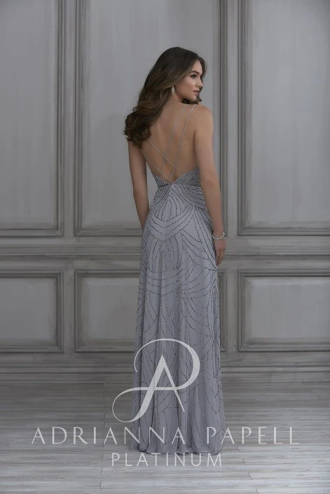 Adrianna Papell Platinum Adrianna Papell 40116 Open Strappy Back Bridesmaid Dress 4 Adrianna Papell Platinum Adrianna Papell 40116 Open Strappy Back Bridesmaid Dress - Image 2