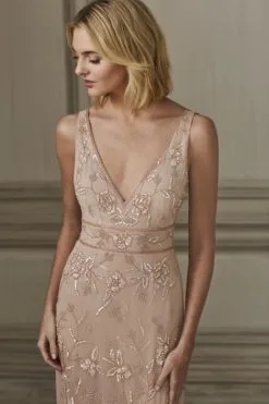 Adrianna Papell Platinum Adrianna Papell 40138 Floral Beaded Bridesmaid Dress -Outlet Prom Dresses Store S19 WAP 40138 02 470x705