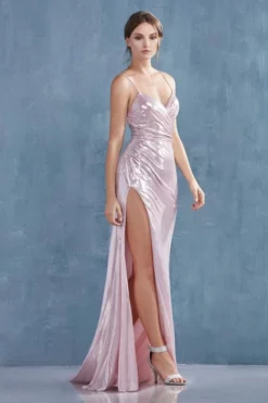 Andrea & Leo Andrea And Leo A0921 Metallic Ruched Gown -Outlet Prom Dresses Store S20 AL A0921 05 470x705