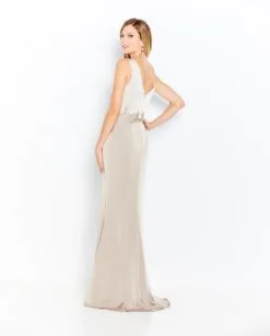 Cameron Blake By Mon Cheri Size 10 Champagne/Latte Cameron Blake 120611 Sleek Satin Mothers Gown -Outlet Prom Dresses Store S20 CB 120611 02 540x672