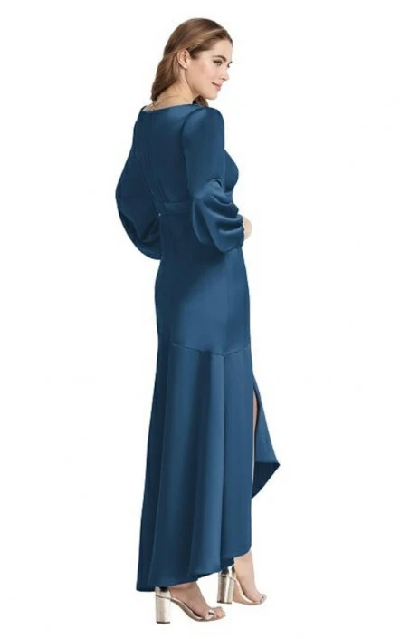 Dessy Lovely Lovely LB008 Long Sleeve High Low Bridesmaid Dress 4 Dessy Lovely Lovely LB008 Long Sleeve High Low Bridesmaid Dress - Image 2