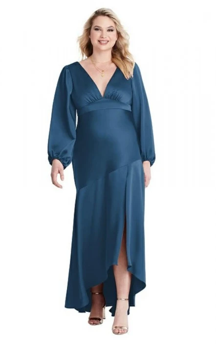 Dessy Lovely Lovely LB008 Long Sleeve High Low Bridesmaid Dress 6 Dessy Lovely Lovely LB008 Long Sleeve High Low Bridesmaid Dress - Image 4