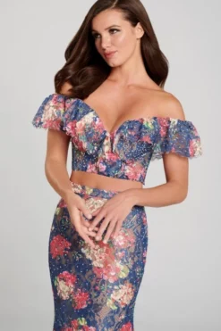 Ellie Wilde By Mon Cheri Ellie Wilde EW120099 Off Shoulder 2 Piece Floral Gown -Outlet Prom Dresses Store S20 EW EW120099 03 470x705
