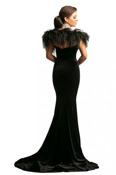 Johnathan Kayne 9249 Velvet Gown With Separate Feather Cape 4 Johnathan Kayne 9249 Velvet Gown With Separate Feather Cape - Image 2