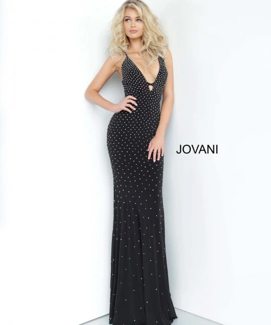Jovani 1114 Deep V Gown With Lace Up 5 Jovani 1114 Deep V Gown With Lace Up - Image 3