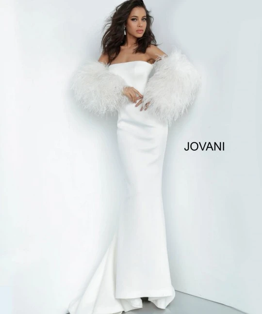 Jovani 1226 Gown With Separate Feather Sleeves 5 Jovani 1226 Gown With Separate Feather Sleeves - Image 3