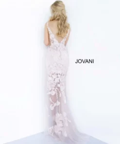 Jovani 4084 Sheer Floral High Low Gown -Outlet Prom Dresses Store S20 JV 4084 02 540x648