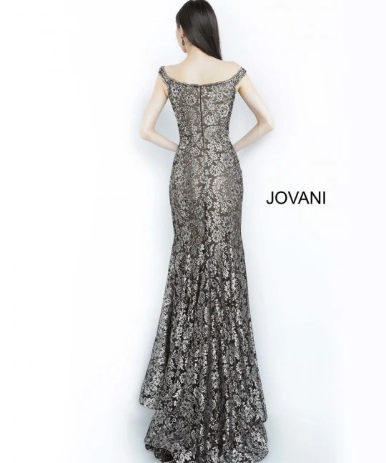 Jovani 8083 Off Shoulder Metallic Lace Gown 4 Jovani 8083 Off Shoulder Metallic Lace Gown - Image 2