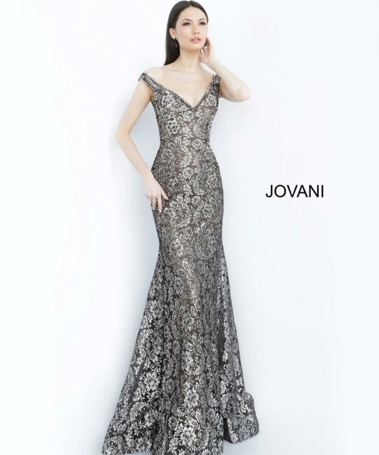 Jovani 8083 Off Shoulder Metallic Lace Gown 5 Jovani 8083 Off Shoulder Metallic Lace Gown - Image 3
