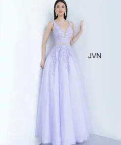 Jovani JVN68258 Ballgown With Beaded Belt -Outlet Prom Dresses Store S20 JVN JVN68258 03 540x648