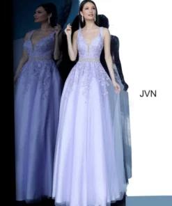 Jovani JVN68258 Ballgown With Beaded Belt -Outlet Prom Dresses Store S20 JVN JVN68258 04 540x648