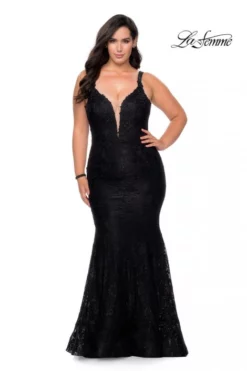 La Femme Curve 29052 Deep V Lace Plus Size Dress 8 La Femme Curve 29052 Deep V Lace Plus Size Dress -Outlet Prom Dresses Store S20 LF 29052 03 470x705