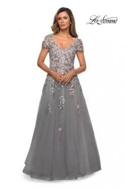 La Femme MOB La Femme 27968 Stunning Floral Tulle Gown -Outlet Prom Dresses Store S20 LFE 27968 03 470x705