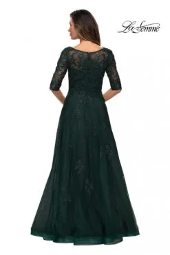 La Femme MOB La Femme 28036 Elbow Sleeve Lace Mothers Dress -Outlet Prom Dresses Store S20 LFE 28036 04 470x705