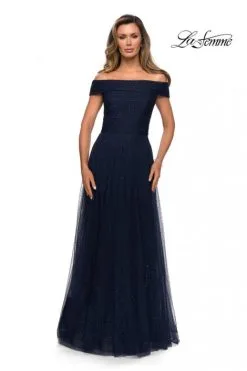 La Femme MOB La Femme 28051 Off Shoulder Beaded Gown -Outlet Prom Dresses Store S20 LFE 28051 03 470x705