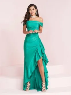 Panoply By House Of Wu Panoply 14005 Ruffle High Low Spandex Gown -Outlet Prom Dresses Store S20 PNP 14005 03 529x705