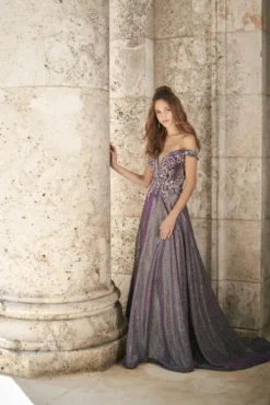 Panoply By House Of Wu Panoply 14042 Beaded Off Shoulder Shimmer Gown -Outlet Prom Dresses Store S20 PNP 14042 04 471x705