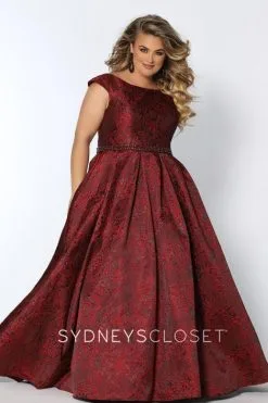 Sydney's Closet Sydneys Closet SC7292 Plus Size Brocade Prom Dress -Outlet Prom Dresses Store S20 SC SC7292 04 470x705