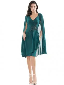 Marsoni By Colors Marsoni MV1110 Mothers Short Dress With Cape -Outlet Prom Dresses Store S21 CM MV1110 03 529x705