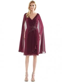 Marsoni By Colors Marsoni MV1110 Mothers Short Dress With Cape -Outlet Prom Dresses Store S21 CM MV1110 05 529x705