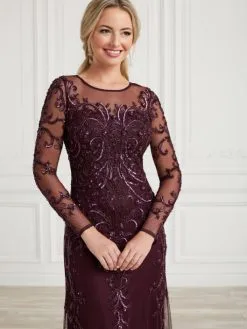 Christina Wu Elegance 17033 Sheer Long Sleeve MOB Gown -Outlet Prom Dresses Store S21 CWE 17033 03 529x705