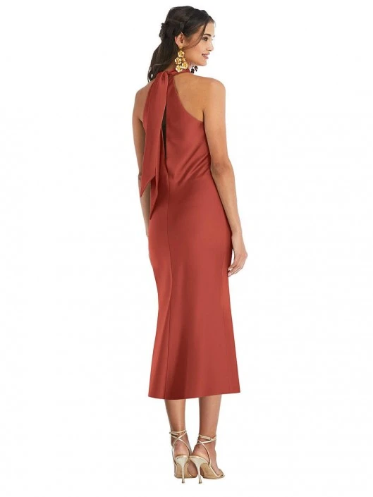 Dessy Lovely Lovely LB026 Twist Halter Midi Bridesmaid Dress 4 Dessy Lovely Lovely LB026 Twist Halter Midi Bridesmaid Dress - Image 2