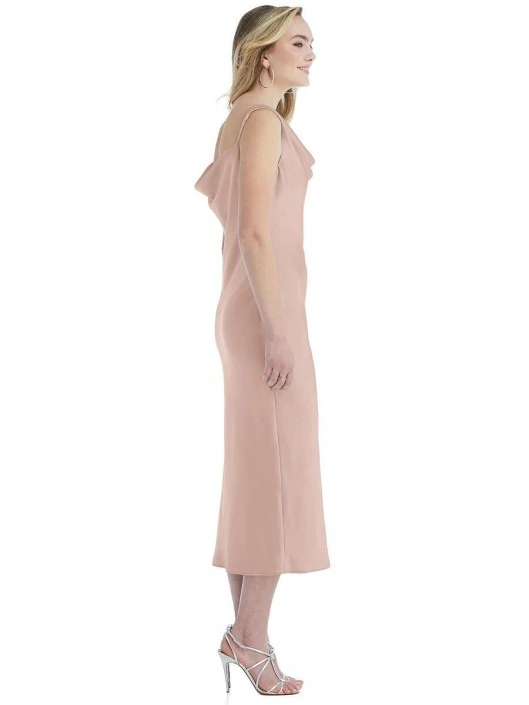 Dessy Social Bridesmaid Dessy Social 8204 Asymmetric Cowl Neck Midi Dress 5 Dessy Social Bridesmaid Dessy Social 8204 Asymmetric Cowl Neck Midi Dress - Image 3