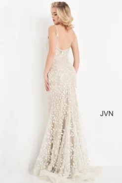 JVN By Jovani JVN06472 Champagne Lace Gown -Outlet Prom Dresses Store S21 JVN JVN06472 02 470x705