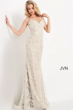 JVN By Jovani JVN06472 Champagne Lace Gown -Outlet Prom Dresses Store S21 JVN JVN06472 03 470x705