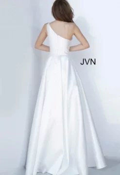 JVN By Jovani JVN3930 Elegant One Shoulder White Gown 6 JVN By Jovani JVN3930 Elegant One Shoulder White Gown -Outlet Prom Dresses Store S21 JVN JVN3930 02 486x705