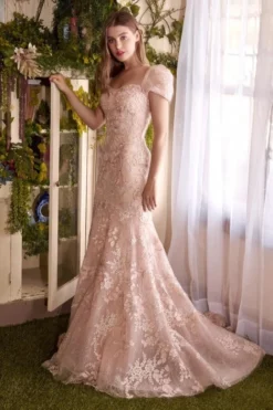 Andrea & Leo Andrea And Leo A1025 Puff Sleeve Lace Mermaid Gown -Outlet Prom Dresses Store S22 AL A1025 04 470x705