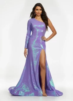 Ashley Lauren 11026 One Long Sleeve Sequin Gown 9 Ashley Lauren 11026 One Long Sleeve Sequin Gown -Outlet Prom Dresses Store S22 ASH 11026 03 508x705